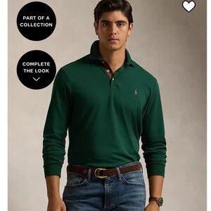NWOT XXL Classic Fit Pima Soft Hunter Green Cotton Long Sleeve Polo Ralph Lauren